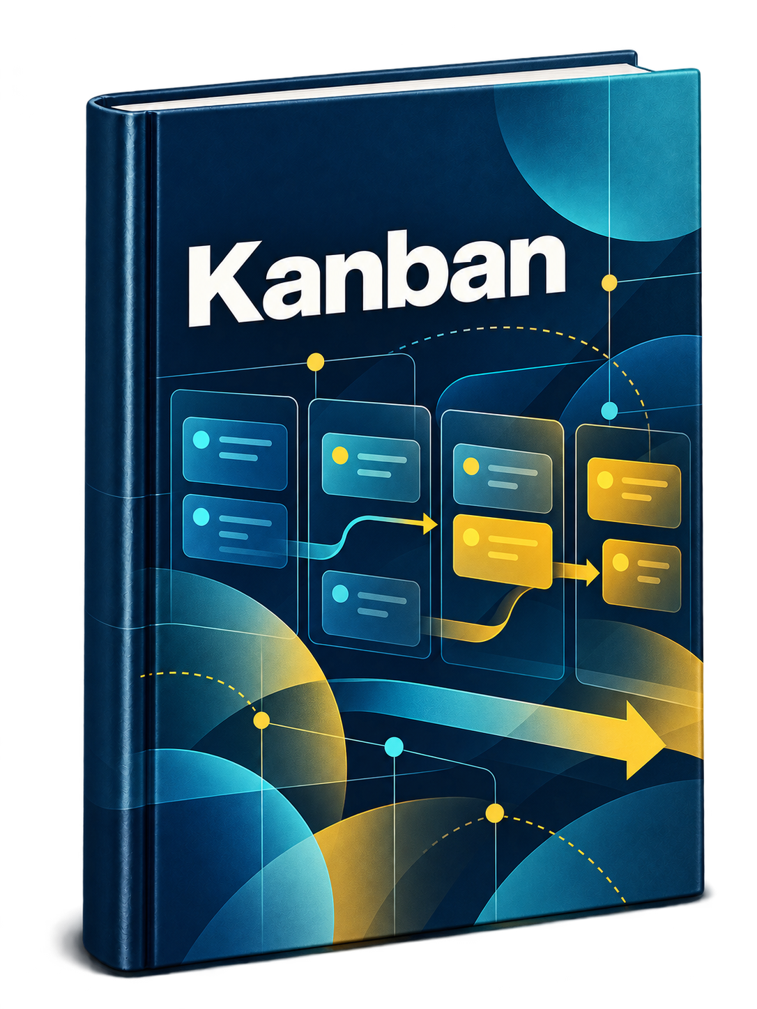 Fiktives Buchcover Kanban. KI-generierte Abbildung.