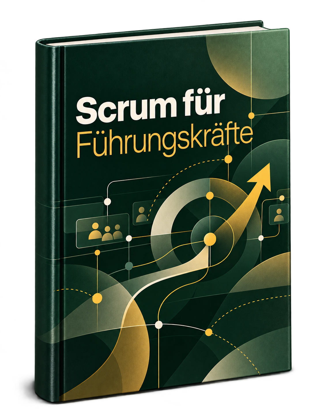 Fiktives Buchcover Scrum für Führungskräfte. KI-generierte Abbildung.